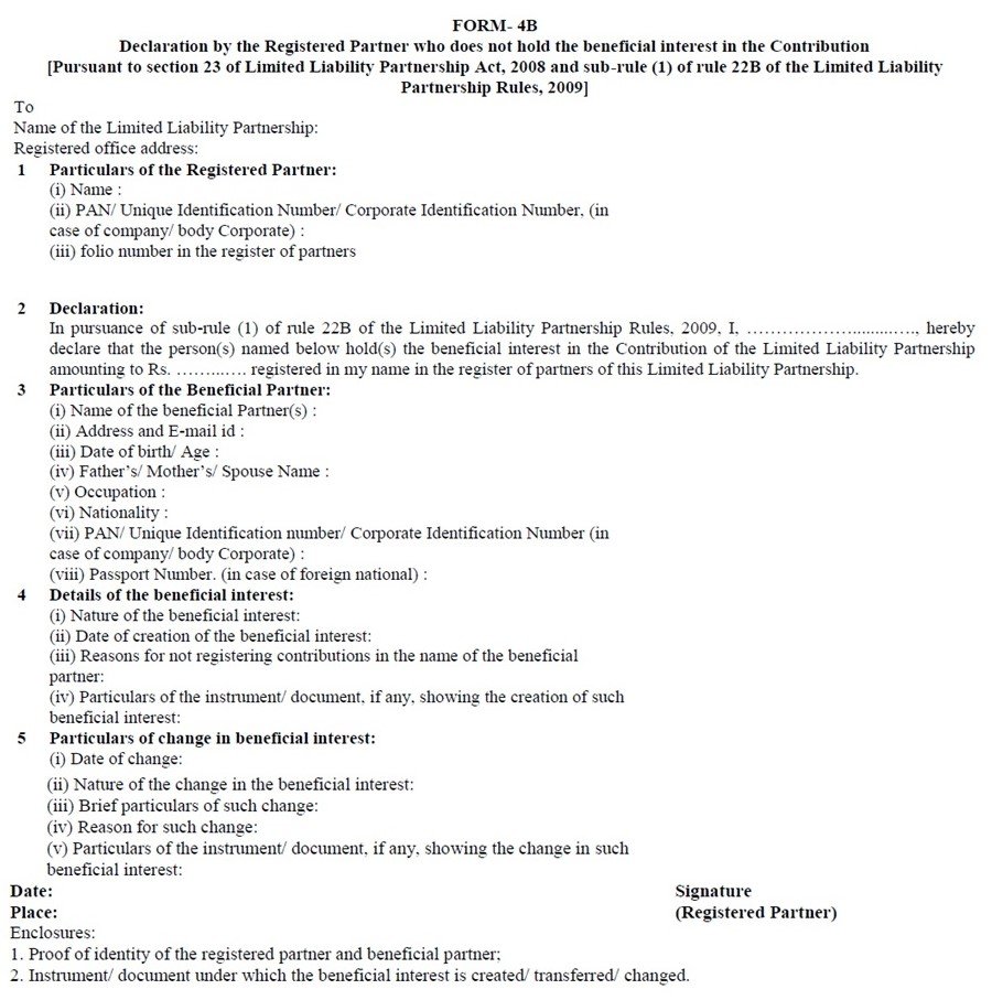 Form-4B Declaration by the Registered Partner
